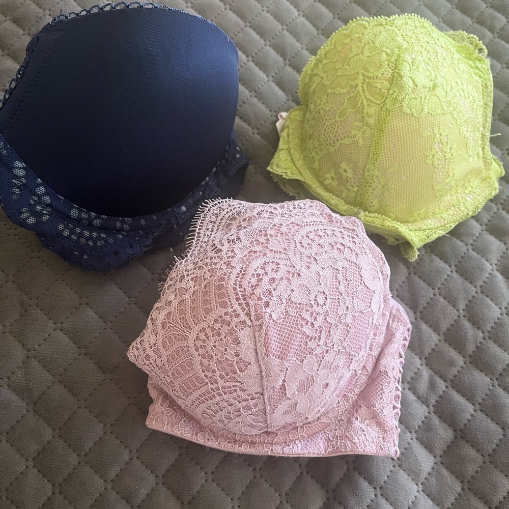 Victoria's Secret Lace Bras - Navy, Lime, Pink